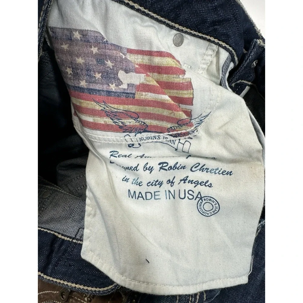 Robins Jeans Harley Leather Flap Studded Pocket Men's Size‎ 38x37